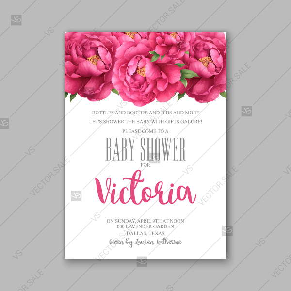 600x600 Peony Watercolor Baby Shower Invitation Floral Wedding Invitation - Watercolor Baby Shower Invitations