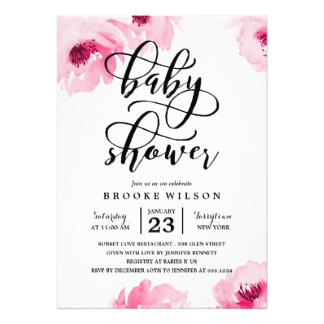 324x324 Baby Shower Invitation Limerick Beautiful Pink Watercolor Roses - Watercolor Baby Shower Invitations