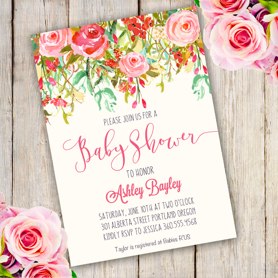 Watercolor Baby Shower Invitations at PaintingValley.com | Explore ...