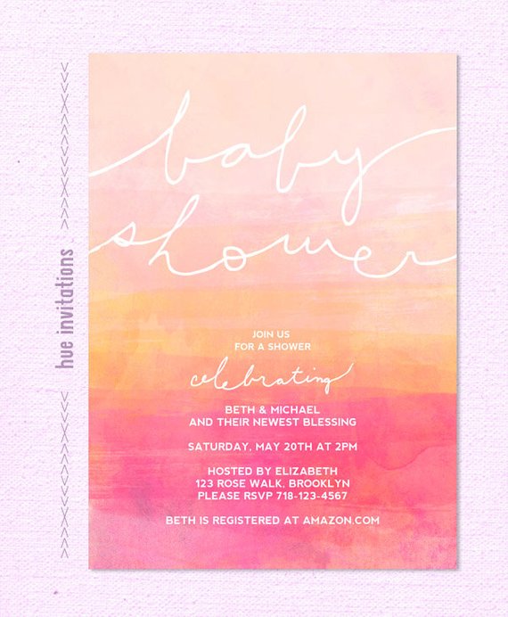 570x692 Ombre Watercolor Baby Shower Invitation Baby Girl Shower Pink Etsy - Watercolor Baby Shower Invitations