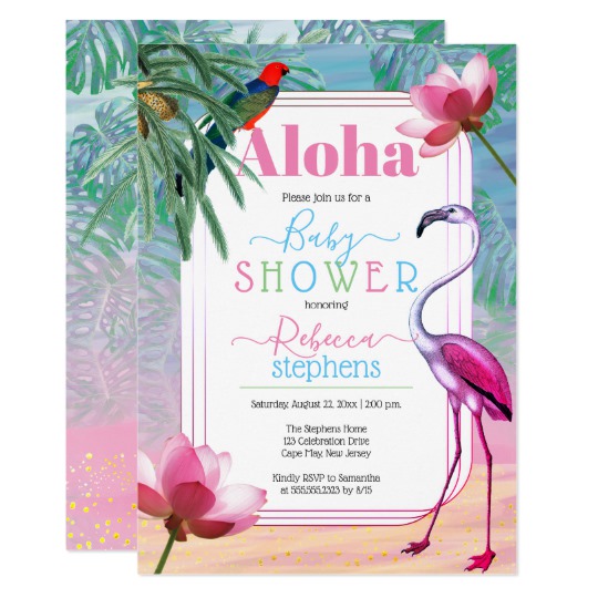 540x540 Boho Chic Tropical Beach Watercolor Baby Shower Invitation - Watercolor Baby Shower Invitations