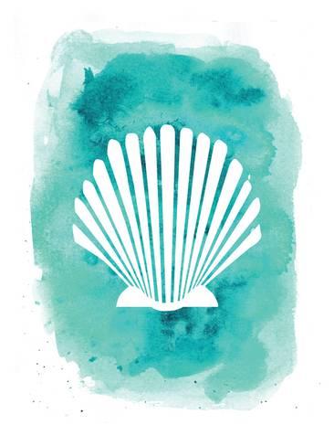 366x488 Aqua Watercolor Background Scallop Shell Print By Jetty Printables - Watercolor Background
