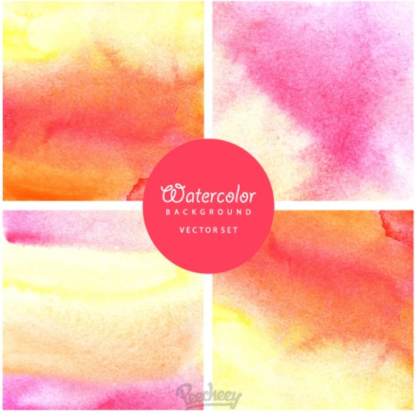 600x595 Set Of Peecheey Watercolor Backgrounds Free Vector In Adobe - Watercolor Background Illustrator