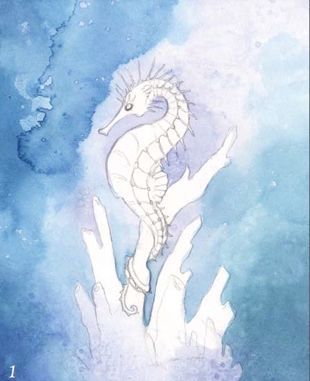 436x535 Learn Watercolor Techniques For Seahorse Painting - Watercolor Background Techniques