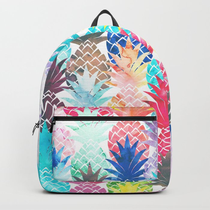 700x700 Hawaiian Pineapple Pattern Tropical Watercolor Backpack By - Watercolor Backpack