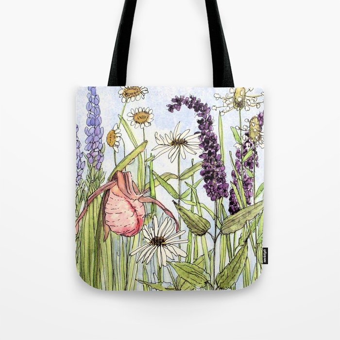 700x700 Lady Slipper Orchid Woodland Wildflower Watercolor Tote Bag By - Watercolor Bag