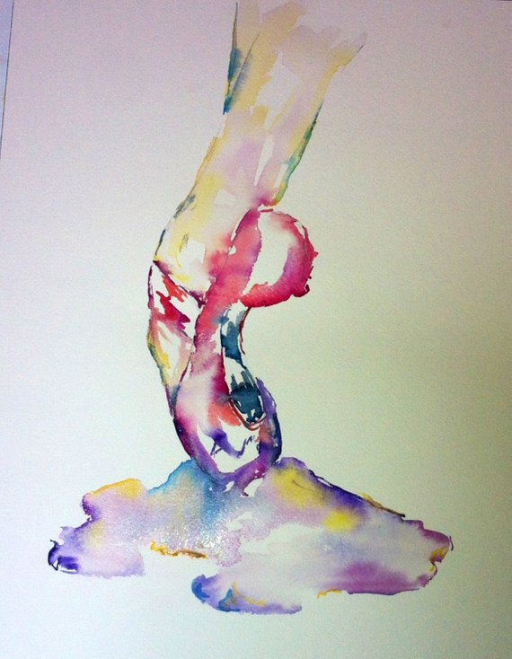 570x734 Pointe Shoes Watercolor Ballet Painting Dancer Painting Etsy - Watercolor Ballet