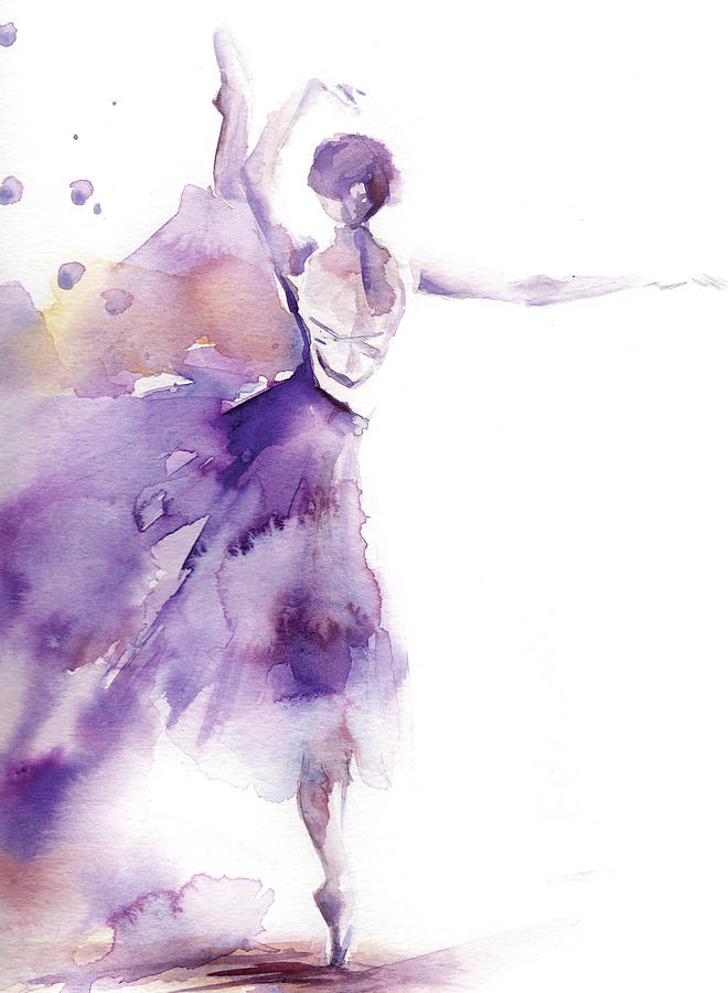660x900 Purple Ballerina Ii Painting By Sophia Rodionov - Watercolor Ballet