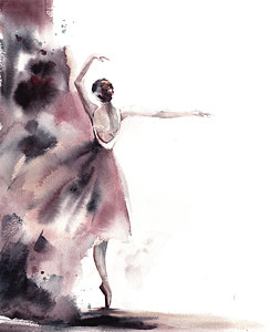 244x300 Ballerina Bliss I Painting By Sophia Rodionov - Watercolor Ballet