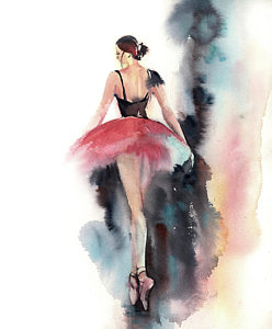 248x300 Ballerina I Painting By Sophia Rodionov - Watercolor Ballet