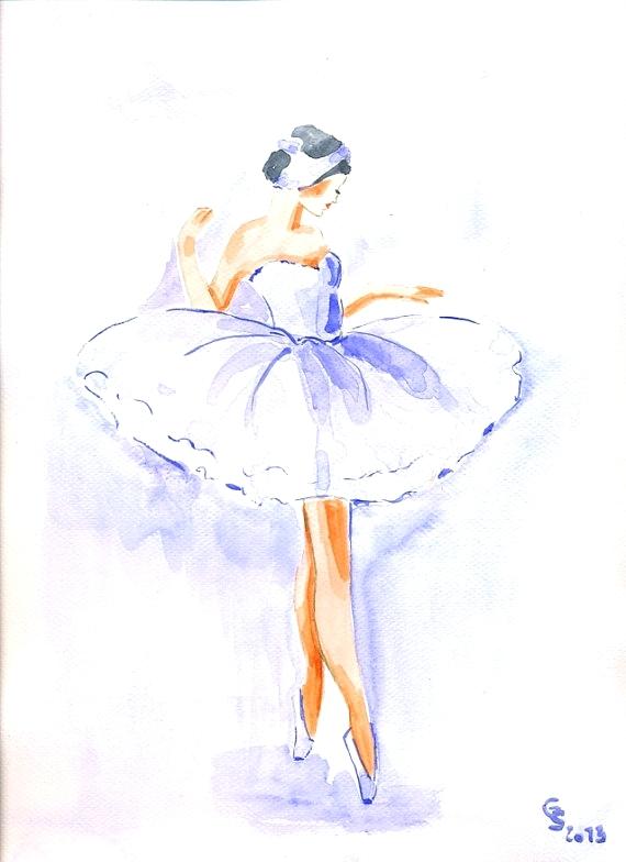 570x784 Water Color Dance Watercolor Art Print Of An Original Watercolor - Watercolor Ballet Skirt