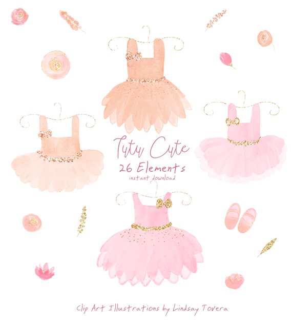 570x634 Watercolor Ballet Tutu Clipart Nursery Art Invitations Birth Etsy - Watercolor Ballet Skirt