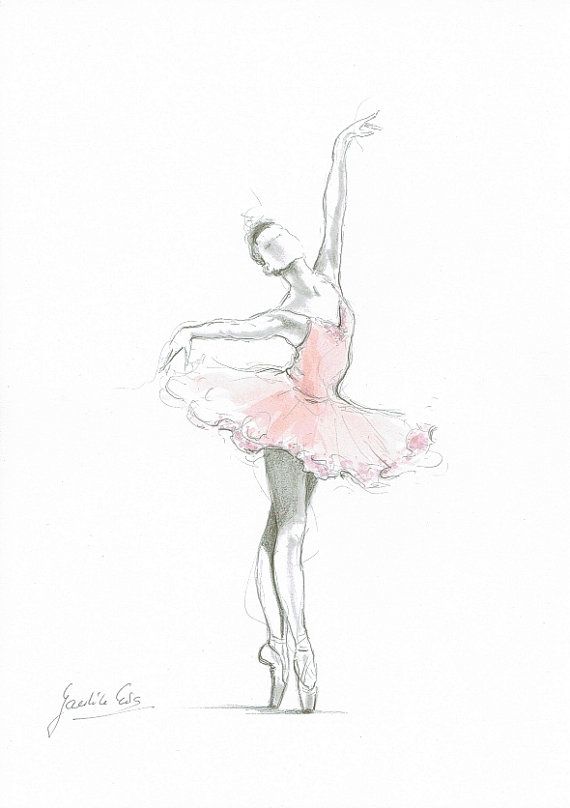 570x808 Ballerina Art, Ballerina Print, Ballerina Picture, Pink Tutu - Watercolor Ballet Skirt