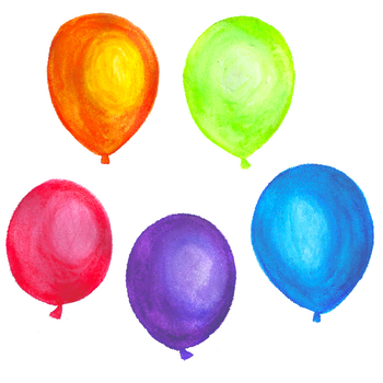 350x350 Handpainted Watercolor Birthday Balloons Clipart By Affordable - Watercolor Balloons
