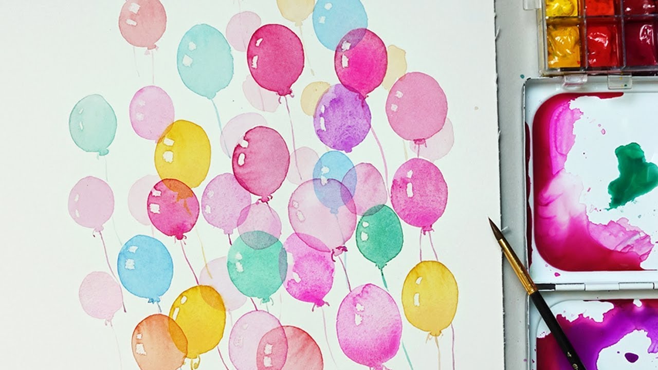 1280x720 How To Paint Balloons With Watercolors For Beginners Easy And - Watercolor Balloons