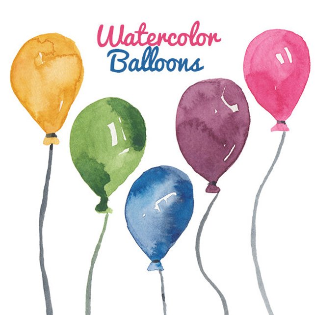 642x642 Watercolor Balloon Clipart Birthday Party Clip Art Balloons Etsy - Watercolor Balloons