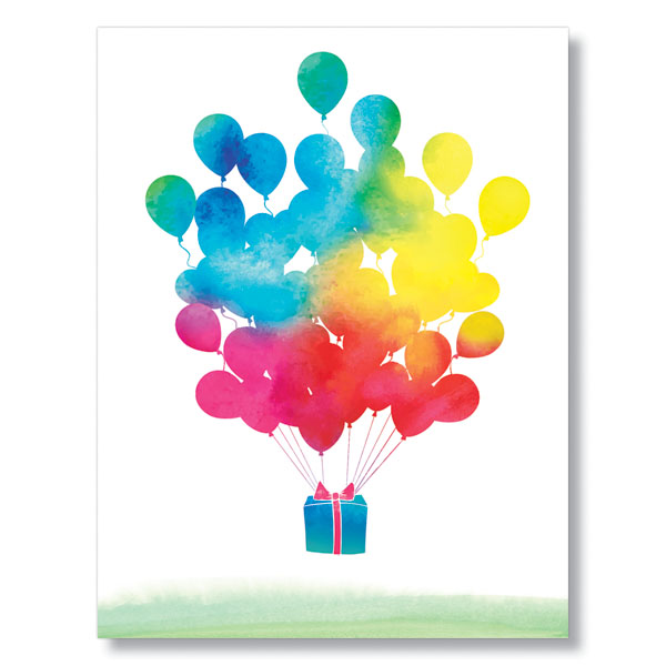 600x600 Watercolor Balloons Card - Watercolor Balloons