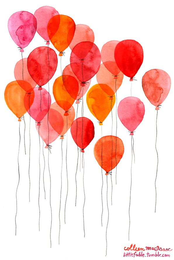 596x889 Craeyons Watercolor S K E T C H I L L U S T R A T E In - Watercolor Balloons