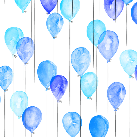 470x470 Small Scale) Blue Watercolor Balloons Giftwrap - Watercolor Balloons