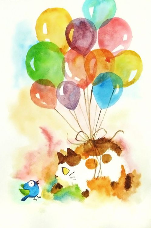 498x750 Watercolor Balloons Art Inspiration Watercolor - Watercolor Balloons