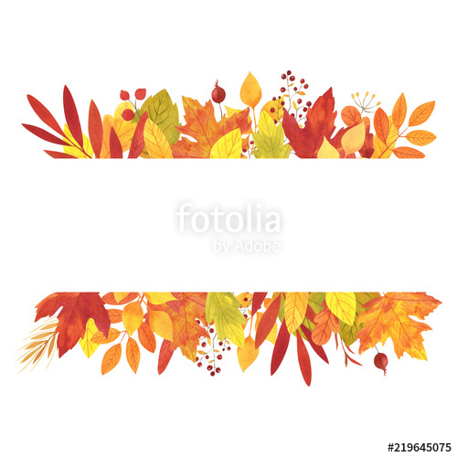 500x500 Watercolor Banner Of Leaves And Branches Isolated On White - Watercolor Banner