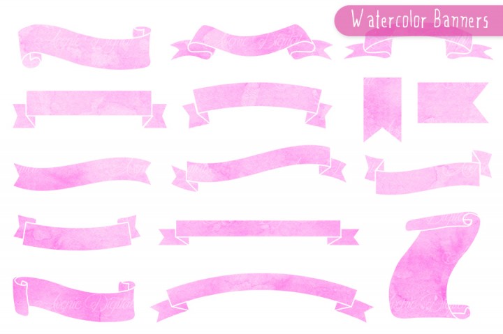 720x479 Banners Clipart Pink ~ Frames ~ Illustrations ~ Hd Images ~ Photo - Watercolor Banner