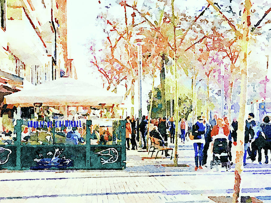 900x675 Barcelona Watercolor Streets 18 Digital Art By Yury Malkov - Watercolor Barcelona