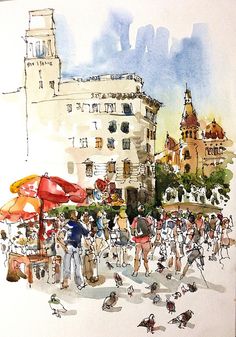 236x337 198 Best Barcelona Drawings, Illustrations Images - Watercolor Barcelona