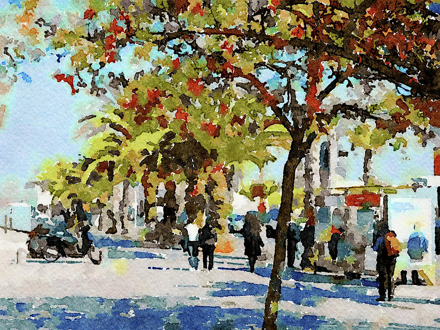 900x675 Barcelona Watercolor Streets 8 Digital Art By Yury Malkov - Watercolor Barcelona