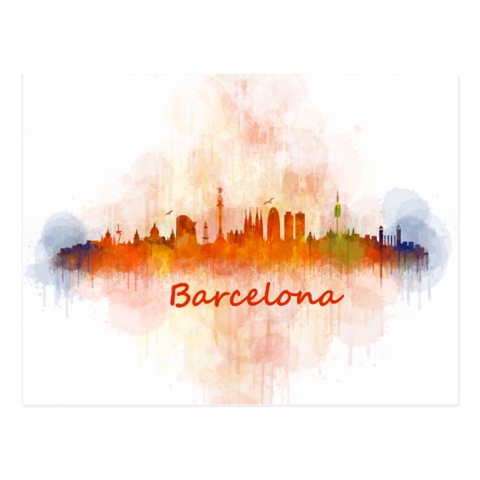540x540 Barcelona Watercolor Skyline V04 Barcelona Watercolor Skyline V04 - Watercolor Barcelona