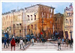 300x213 Fine Print Of La Rambla Street Barcelona Watercolour Painting - Watercolor Barcelona