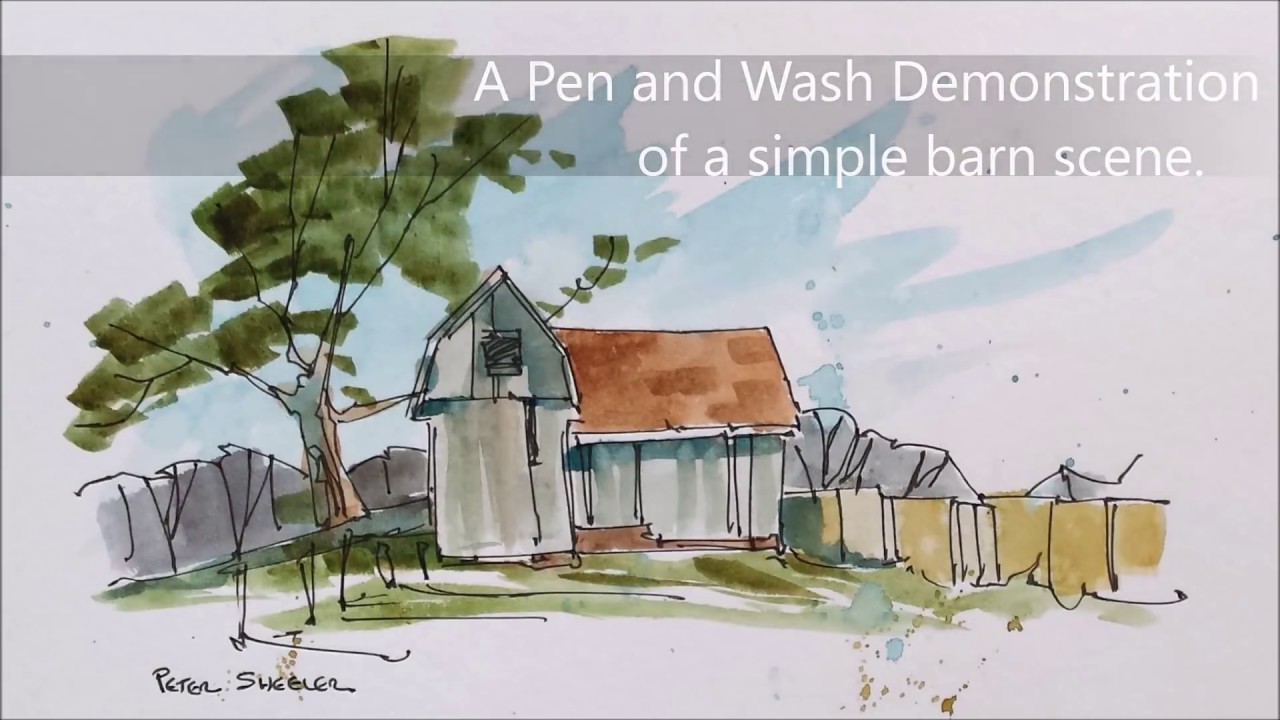 1280x720 A Very Quick And Simple, Line And Wash, Watercolor Barn Painting - Watercolor Barn