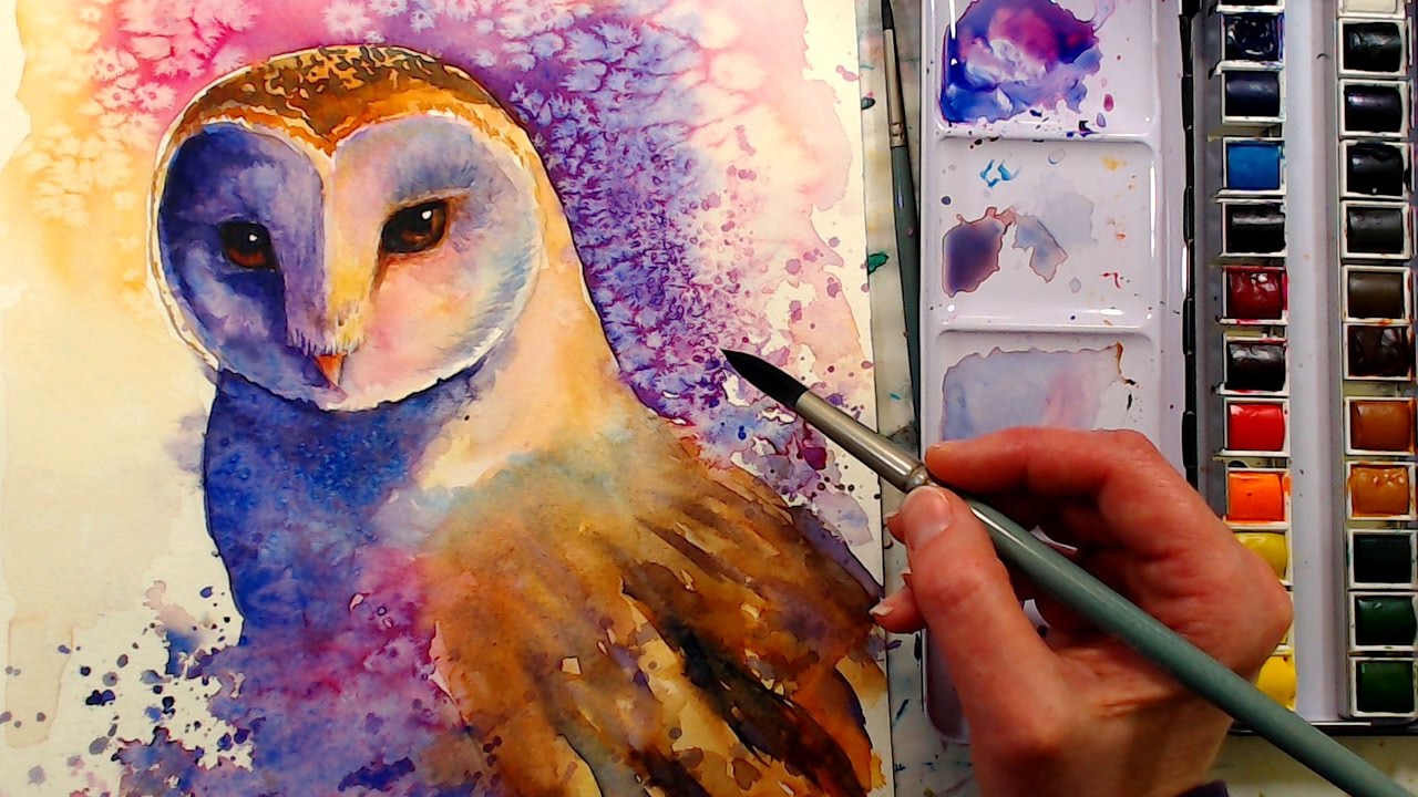 1280x720 Barn Owl In Watercolor Painting Tutorial - Watercolor Barn Owl