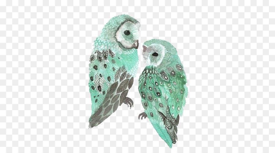 900x500 Barn Owl Sticker Blue Snowy Owl - Watercolor Barn Owl
