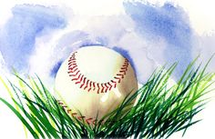 236x153 Painting - Watercolor Baseball