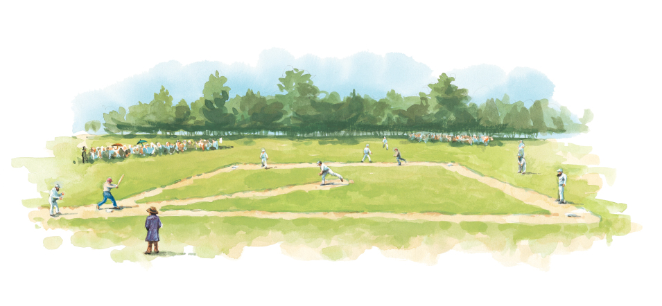 955x442 Baseball Illustrations Peter Campbell Fine Art - Watercolor Baseball
