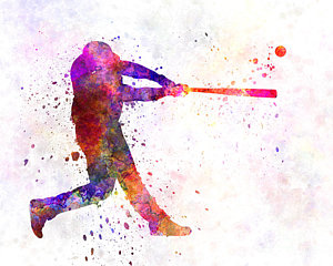 300x240 Baseball Player Paintings Fine Art America - Watercolor Baseball