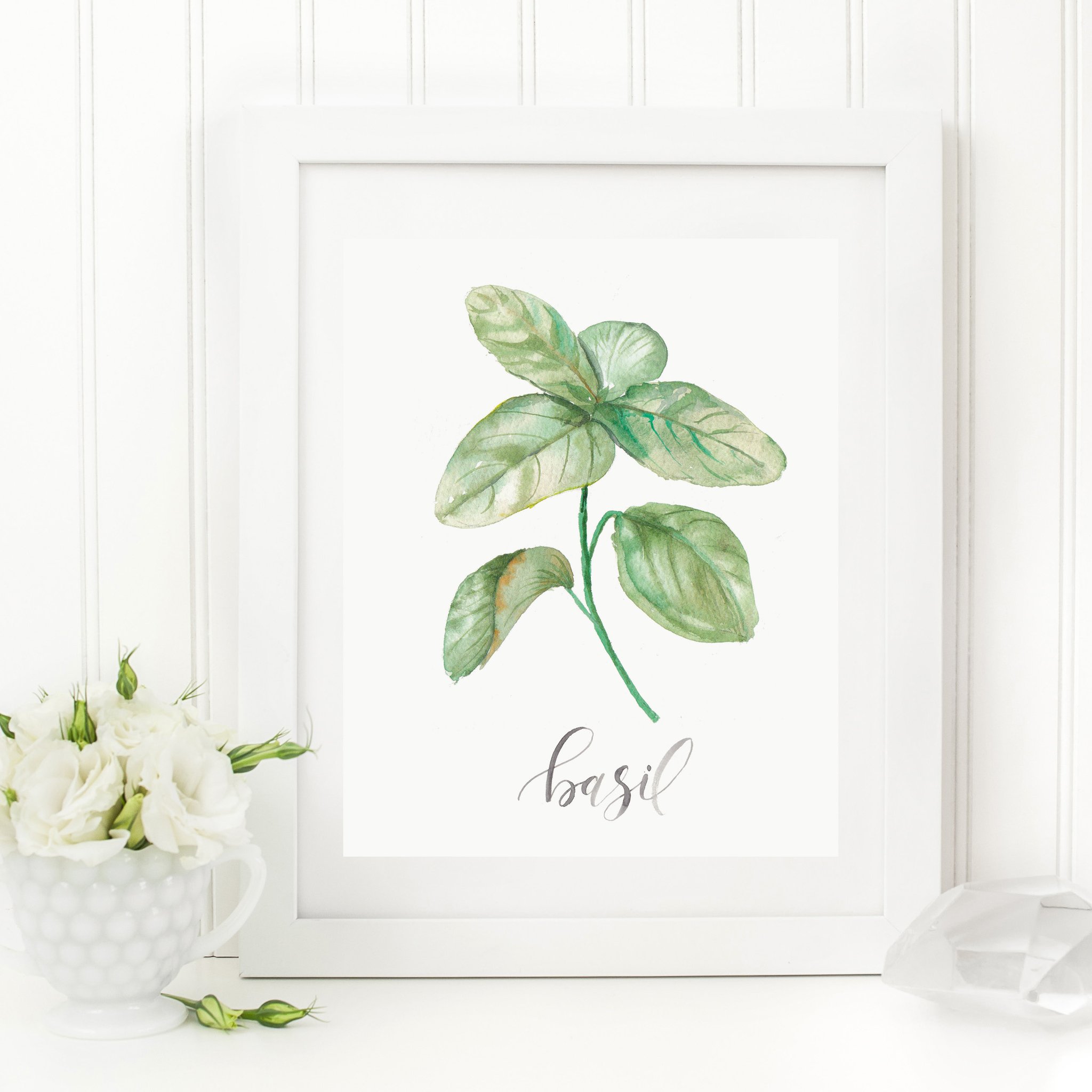 2048x2048 Basil Art Print - Watercolor Basil