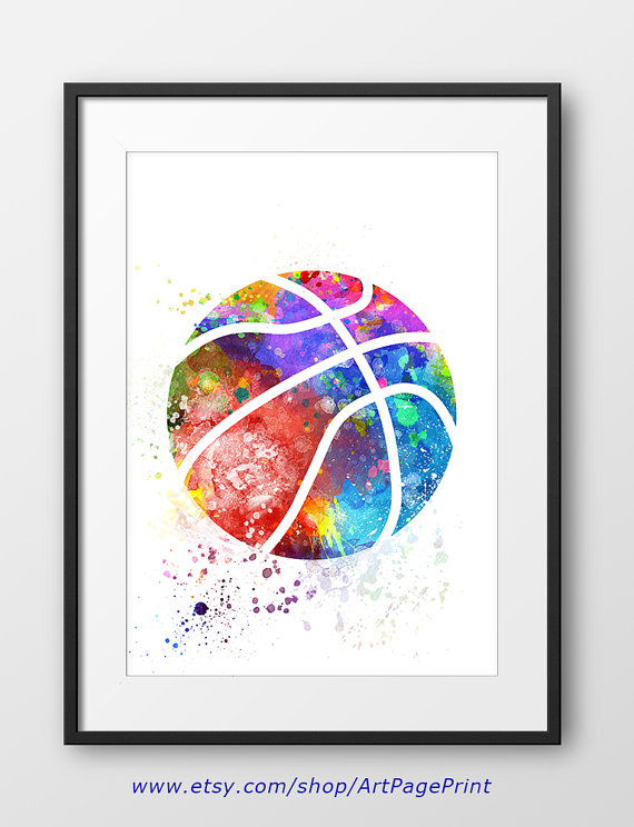 570x744 Basketball Print, Sport Wall Art, Sport, Basketball Nursery Decor - Watercolor Basketball
