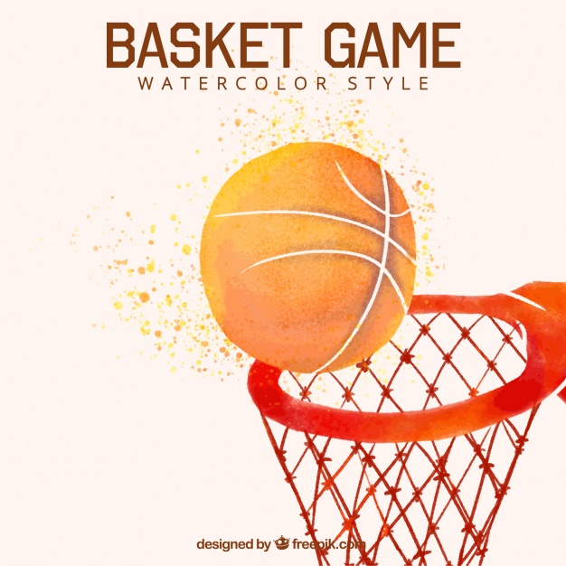626x626 Ball Background With Watercolor Basketball Basket Vector Free - Watercolor Basketball