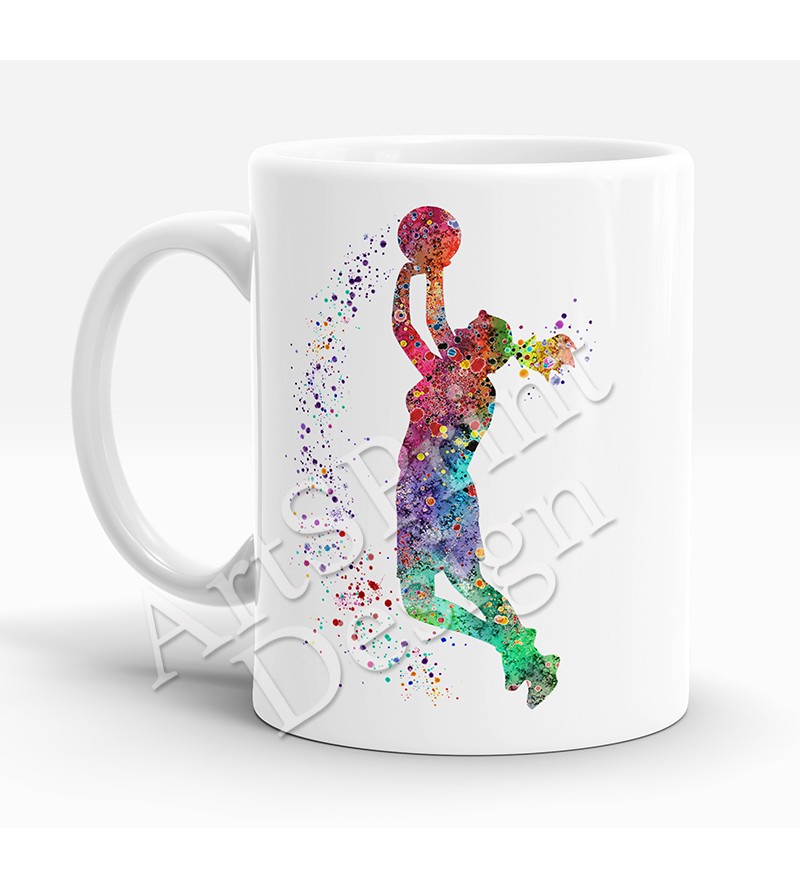 800x888 Basketball Girl Player Watercolor Mug - Watercolor Basketball