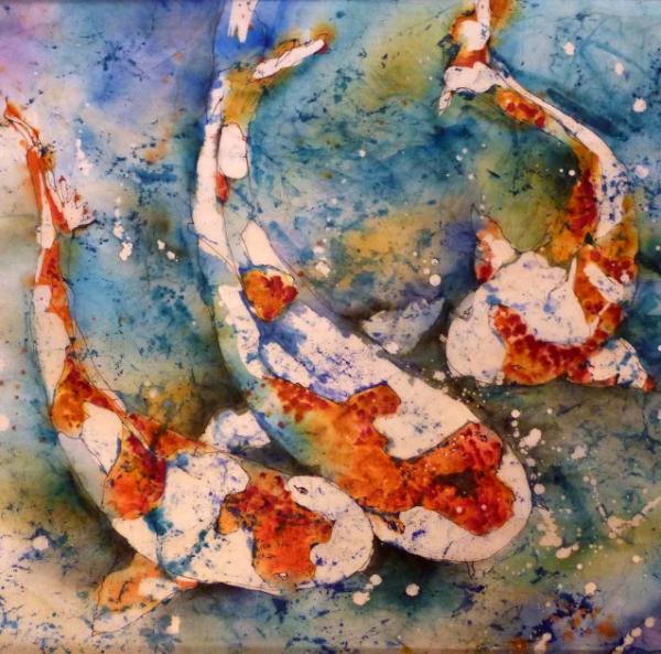 600x593 Koi Watercolor Batik 20 X 20 - Watercolor Batik