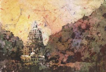375x255 Watercolor Batik Painting On Rice Paper Of Exterior Of State - Watercolor Batik
