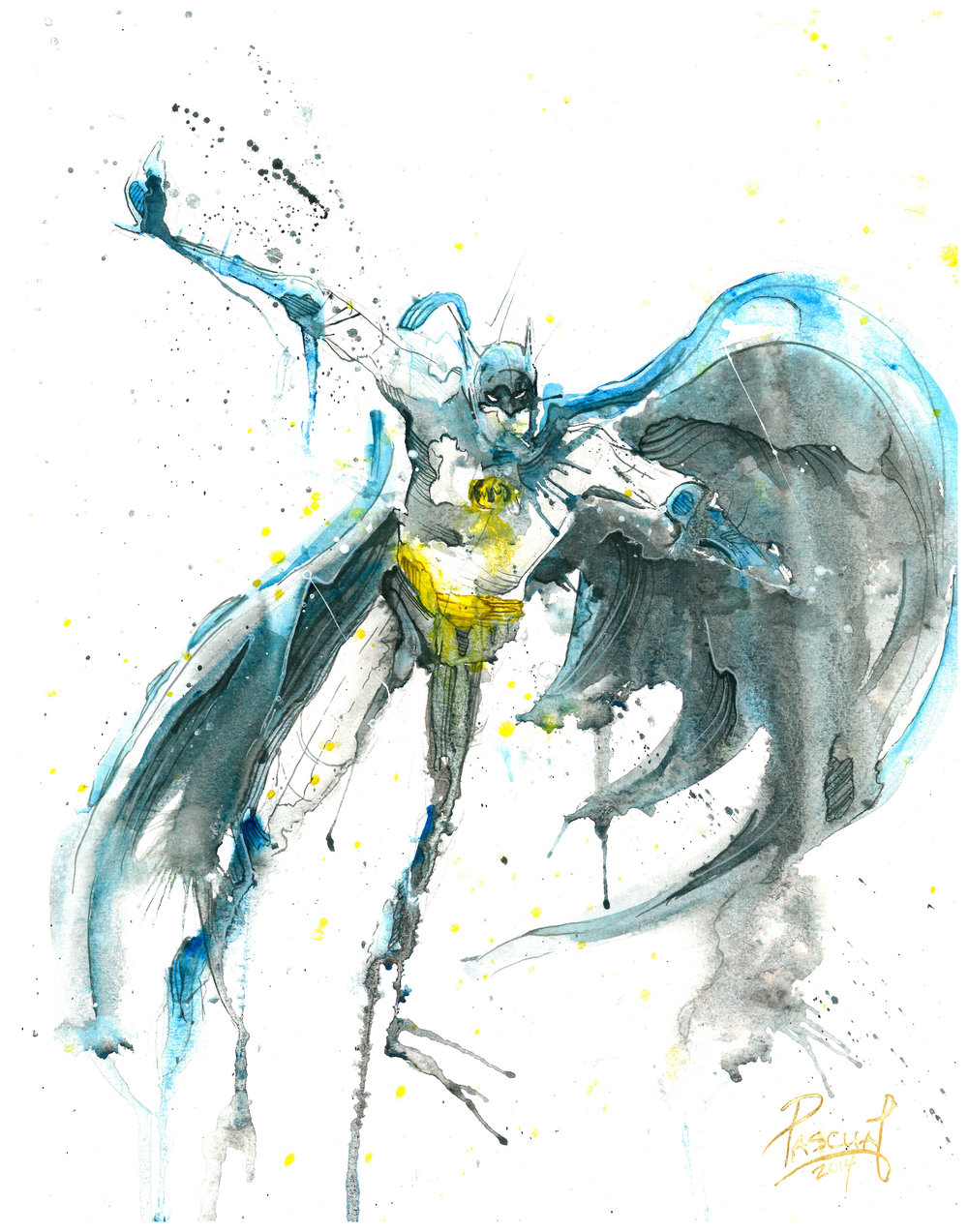 1000x1273 Batman Pascual Productions - Watercolor Batman