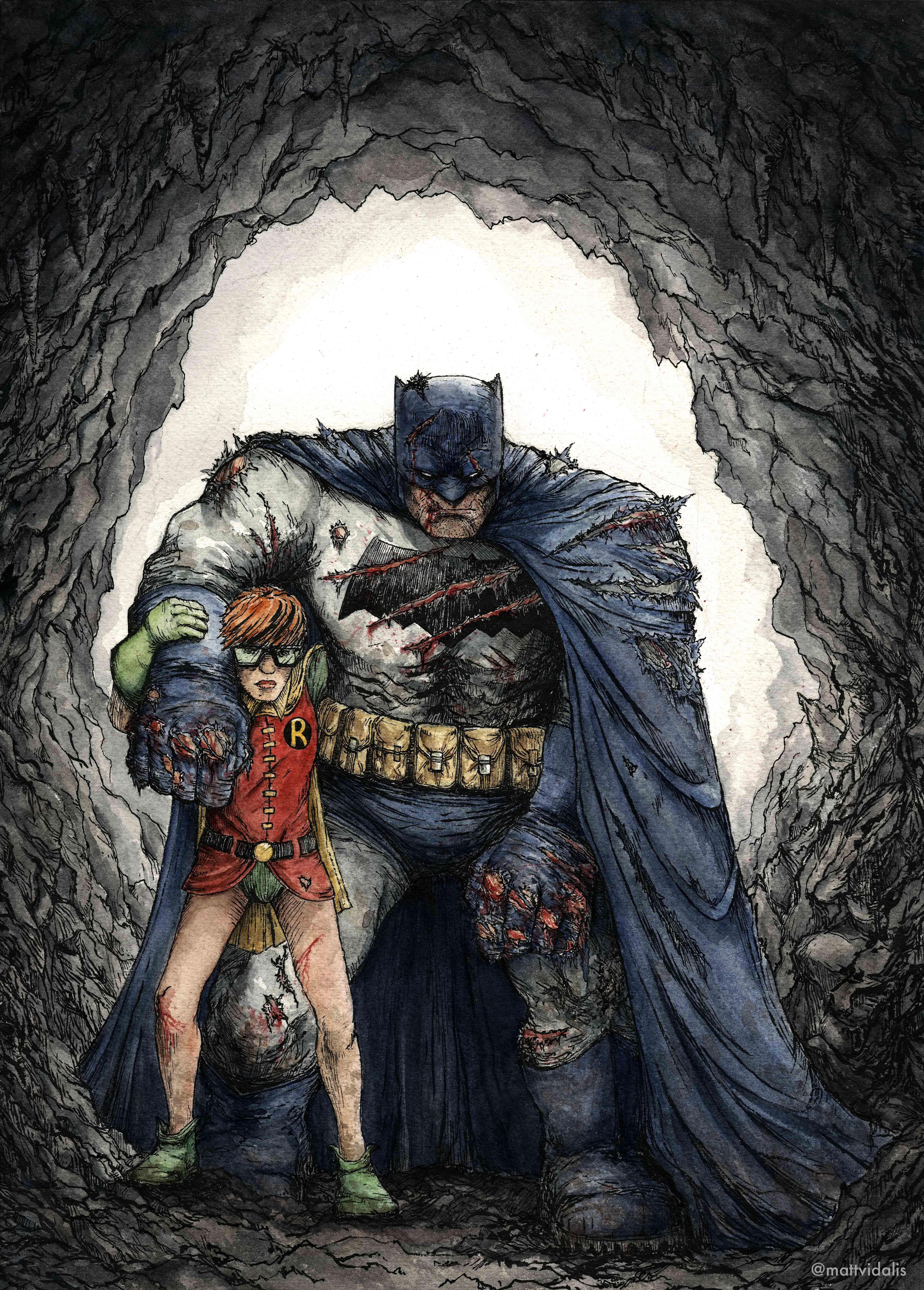 4558x6362 Completed My First Batman Commission! Ink And Watercolor On Paper - Watercolor Batman