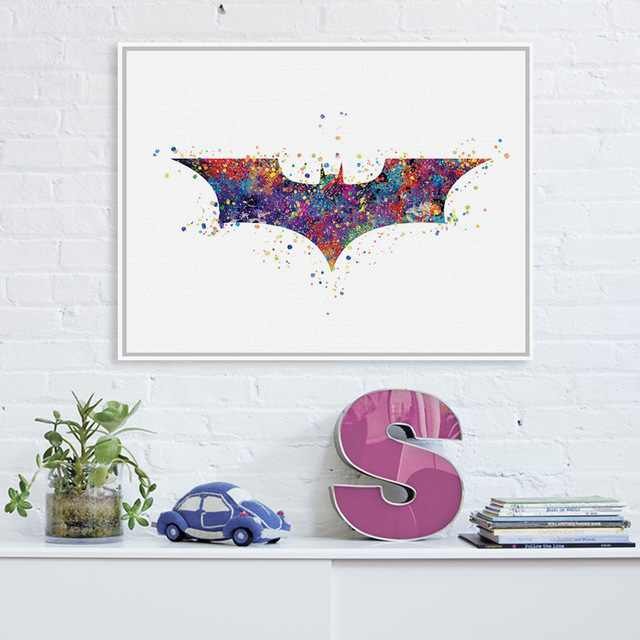 640x640 Buy Watercolor Batman Logo Pop Movie Anime Art - Watercolor Batman