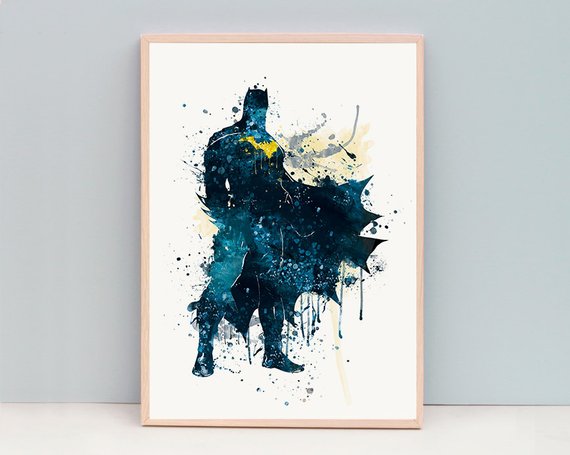 570x455 Sale Batman Watercolor Print Dorm Decor Avengers Print Etsy - Watercolor Batman