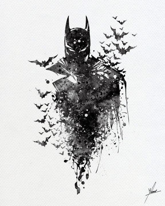 576x720 Batman Print - Watercolor Batman
