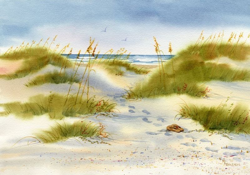 800x560 Moment Of Peace Beach Print From Watercolor Painting - Watercolor Beach