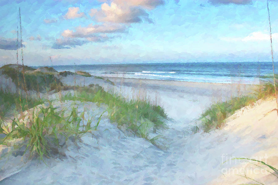 900x600 On The Beach Watercolor Digital Art By Randy Steele - Watercolor Beach